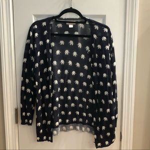 Loft cardigan, navy blue & white elephant pattern